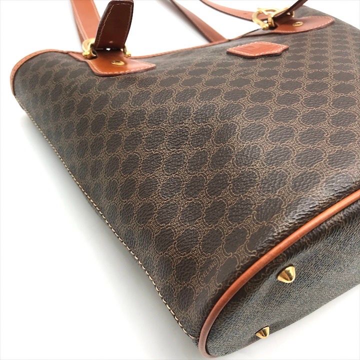 Celine Macadam Tote Brown Leather