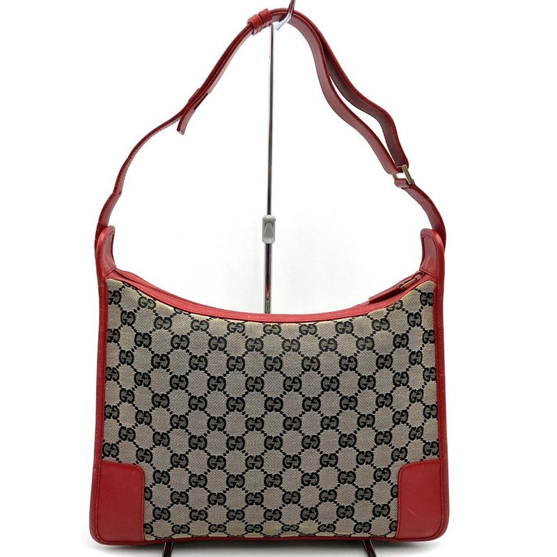 Gucci 001 4205 Shoulder Bag Brown/red GG Canvas/leather Ladies Fashion Brand