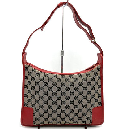 Gucci 001 4205 Shoulder Bag Brown/red GG Canvas/leather Ladies Fashion Brand