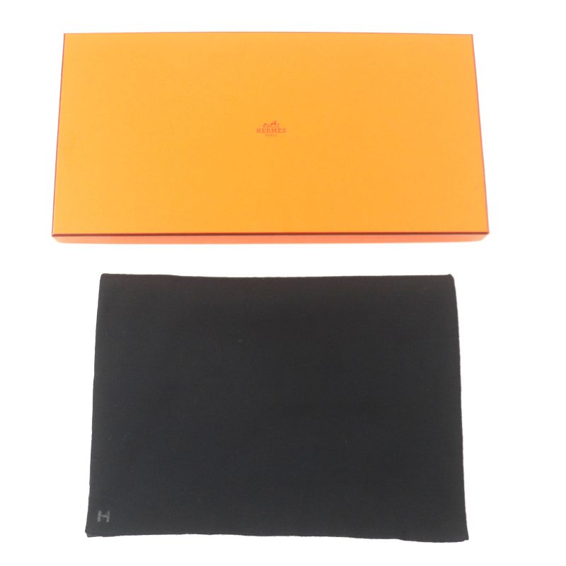 Hermes Alle Le Tour Cashmere Silk H Embroidery Reversible Scarf Black Gray