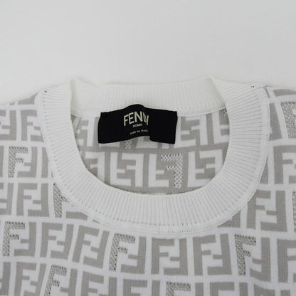 Fendi Zucca Pattern Knit T-shirt Fzy443 AKEW F1hxt 50 Size White Gray