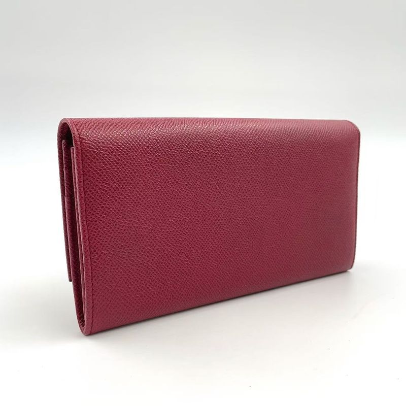 Bvlgari Bifold Leather Red Wallet Silver