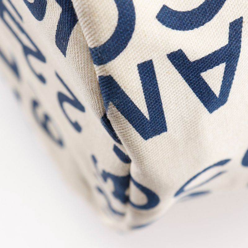 Chanel Beach Bag Vichy Line Logo Cotton White Women's Shoulder Bag