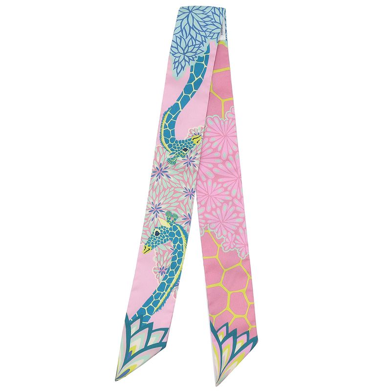 Hermes Scarf Twillie Silk Rose Bonbon X Canard X Jeanne Fluo [the Three Graces