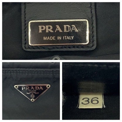 Prada Tessuto Triangle Logo Plate Black Silver Hardware Nylon Crossbody