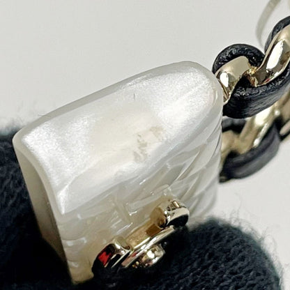 Chanel Earrings B23c Gold X White Bag Motif Coco Mark Matelasse Women's