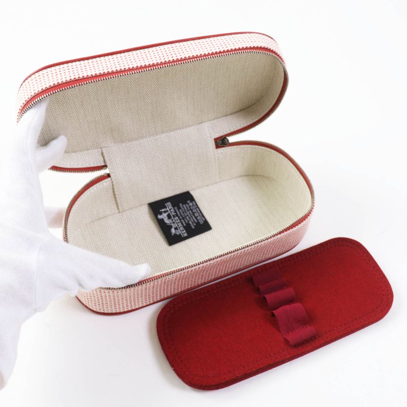 Hermes Escal Cognac Silver Hardware Cosmetic Pouch With Box Made In France