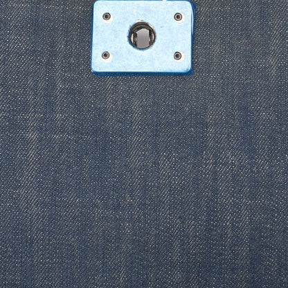 Chanel Boy Chanel V-stitched Chain Shoulder Denim Large Size Blue (silva