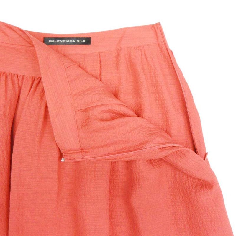 11ss Balenciaga Silk Skirt Flared Silhouette Gathered Tucked Above Knee Length