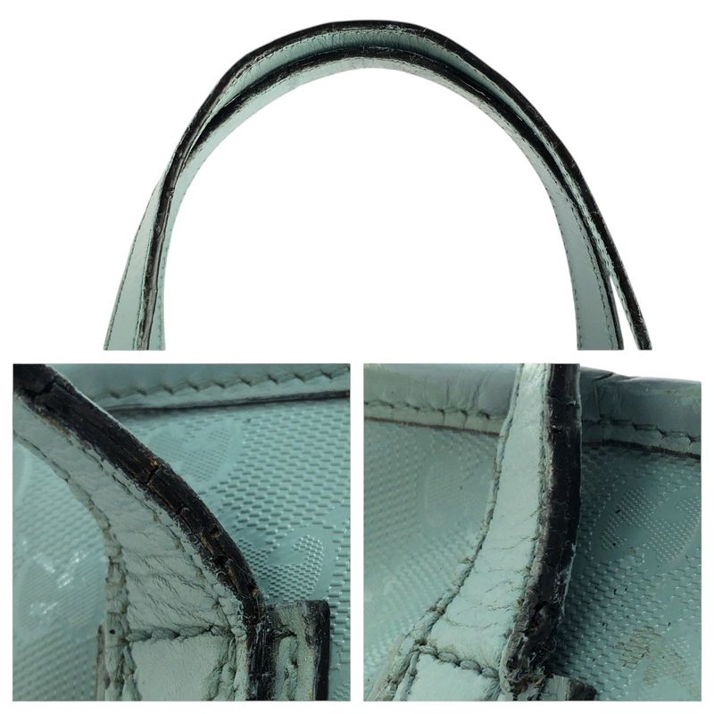 Gucci GG Imprime Light Blue Silver Hardware Leather 211138 Tote Bag Shoulder