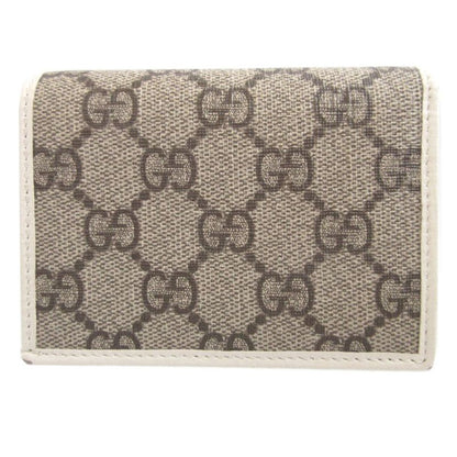 Gucci 621887 Horsebit GG Supreme Leather Beige Compact Wallet Bifold Wallet