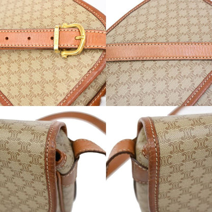 Celine Shoulder Bag Macadam Pattern Beige Leather 30ka807
