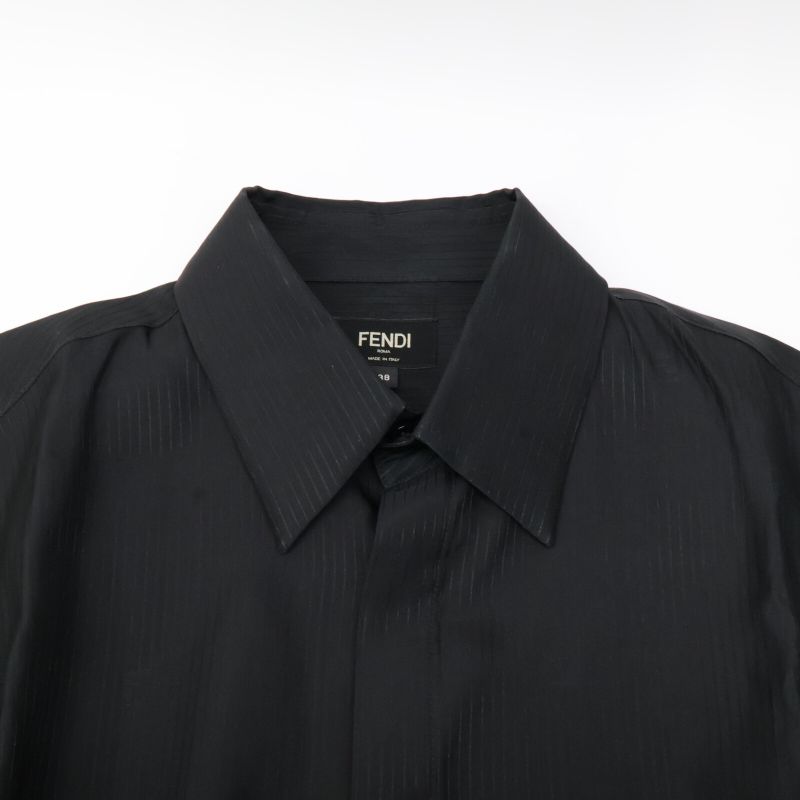 Fendi 22 Fs0585 AKEG Black Zucca Stripe Shirt 38