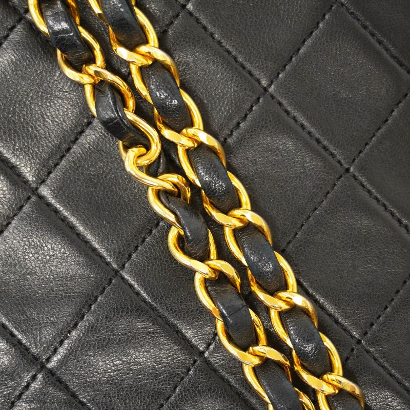 Chanel Shoulder Bag Matelasse Lambskin Black Gold Hardware Women
