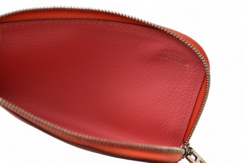 Hermes Wallet Mini Pouch Hermes Remix Combine Duo Engraved A Rose Azalea Orange