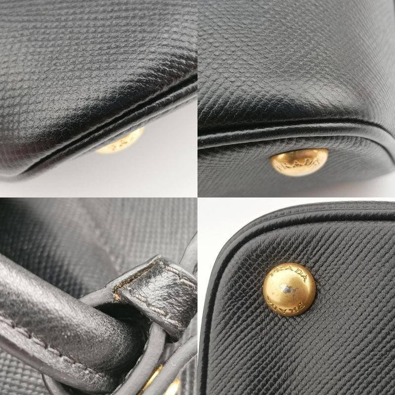 Prada Quill Top Handle Black Saffiano Leather Bl0902 117