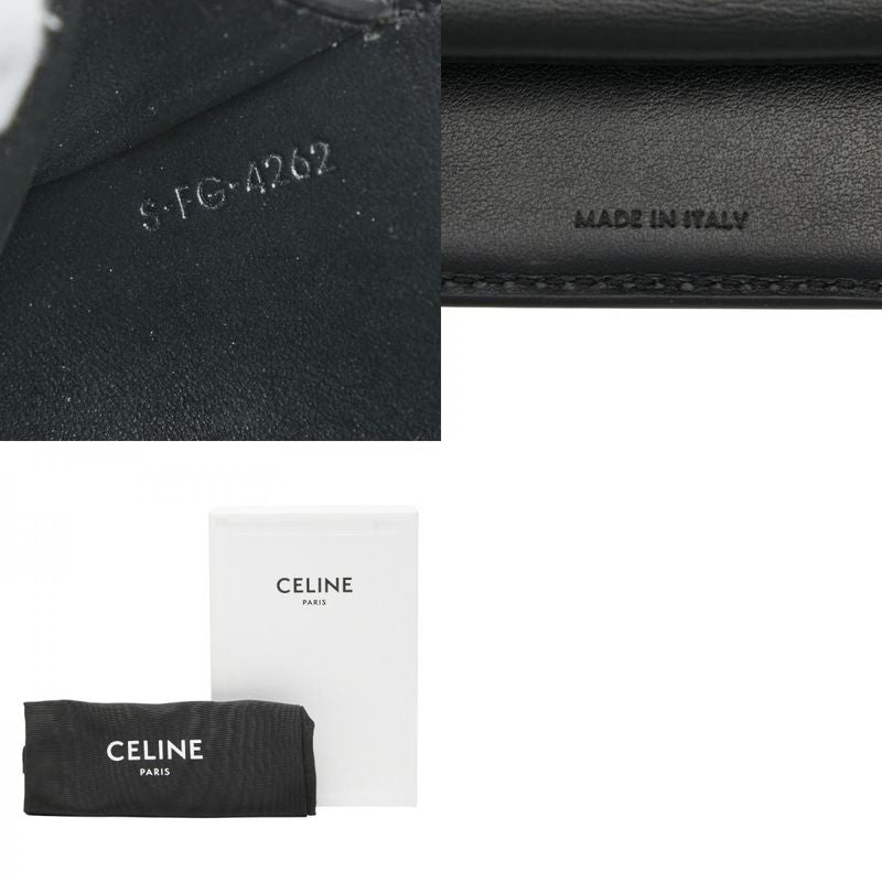 Celine Triomphe Small Flap Wallet Black Leather Women's Celine