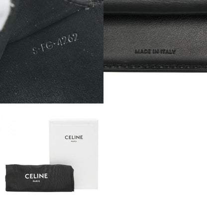 Celine Triomphe Small Flap Wallet Black Leather Women's Celine