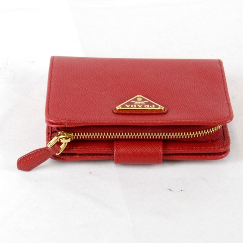 Prada Saffiano Iml018 Bifold Wallet Leather Red