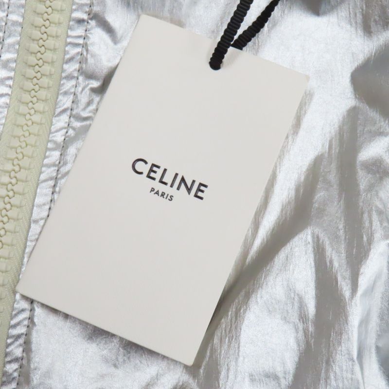  Celine 21AW 2w420819l Loose Checkerboard Boucle Logo Zip-up Blouson Silver