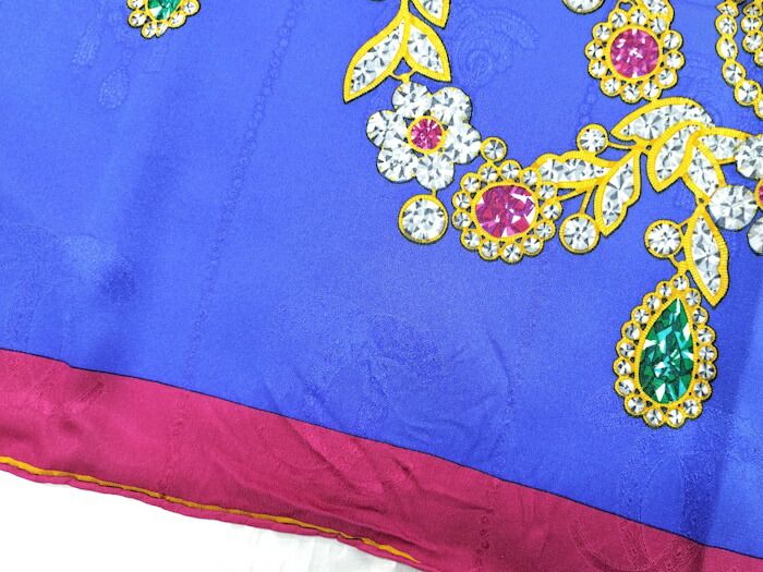 Cartier Scarf Large Size 100% Silk Blue Multicolor