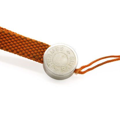 Hermes Serie Strap Cell Phone Charm Nylon Canvas Orange Silver Hardware