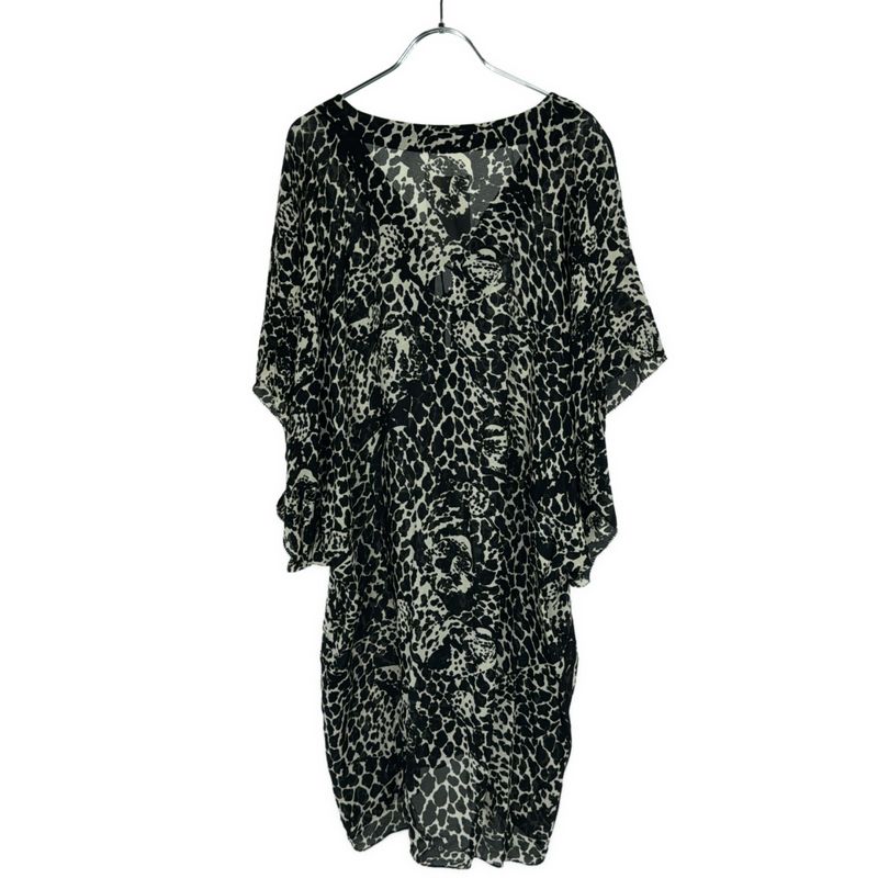 Saint Laurent Paris 19ss Leopard Blouse Open Neck Cles Opaled Sheer Tunic Black