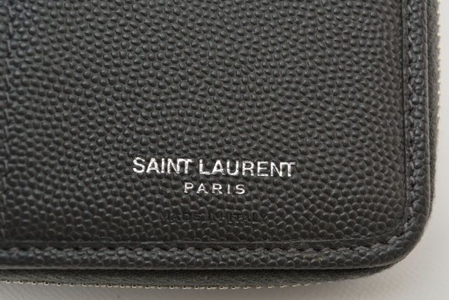 Unused Saint Laurent Mini Wallet Fold Wallet 403723 Asphalt