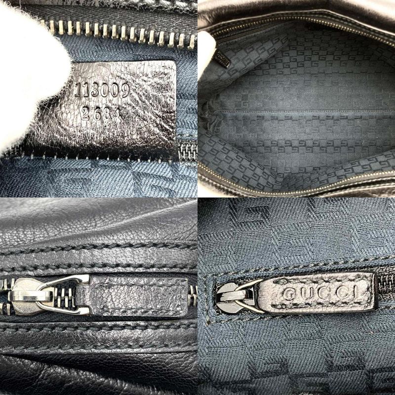 Gucci 113009 Handbag Mini Boston Leather Black Women Men Fashion