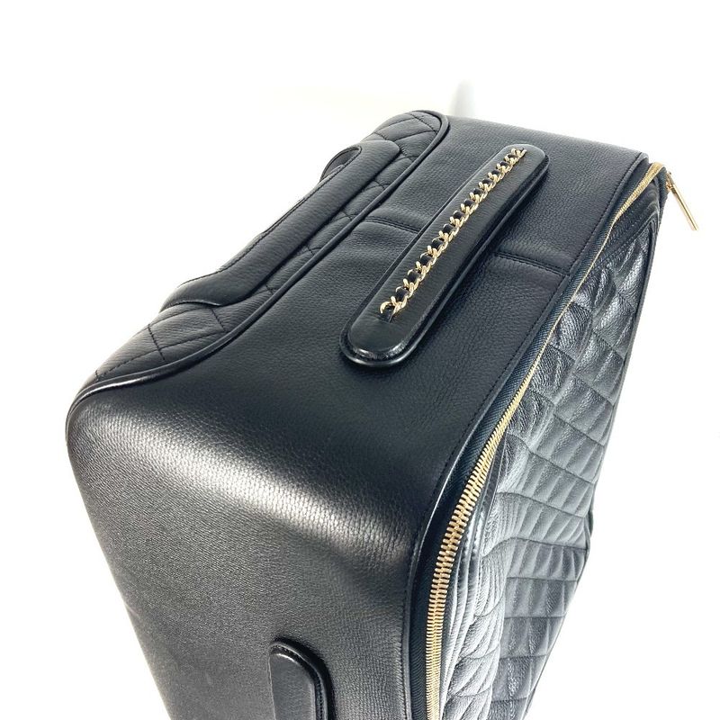 Chanel Carry Bag CC Logo Coco Mark Caviar Skin Black