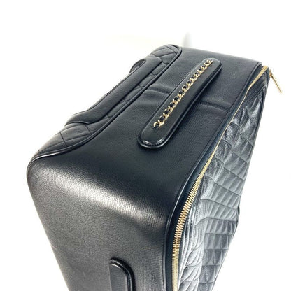 Chanel Carry Bag CC Logo Coco Mark Caviar Skin Black