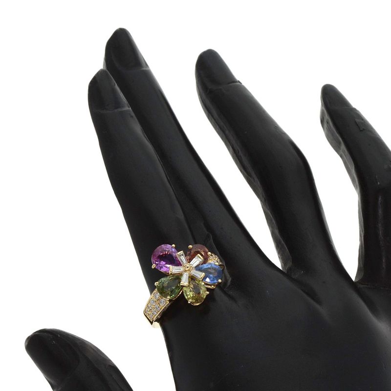 Bvlgari Bulgari Flower Contraire Multicolor Sapphire Diamond Ring And Ring 18K