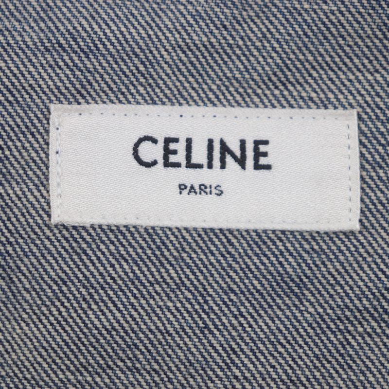 Celine 2q493365m Trucker Jacket 100% Cotton Back Logo Triomphe Button Collar