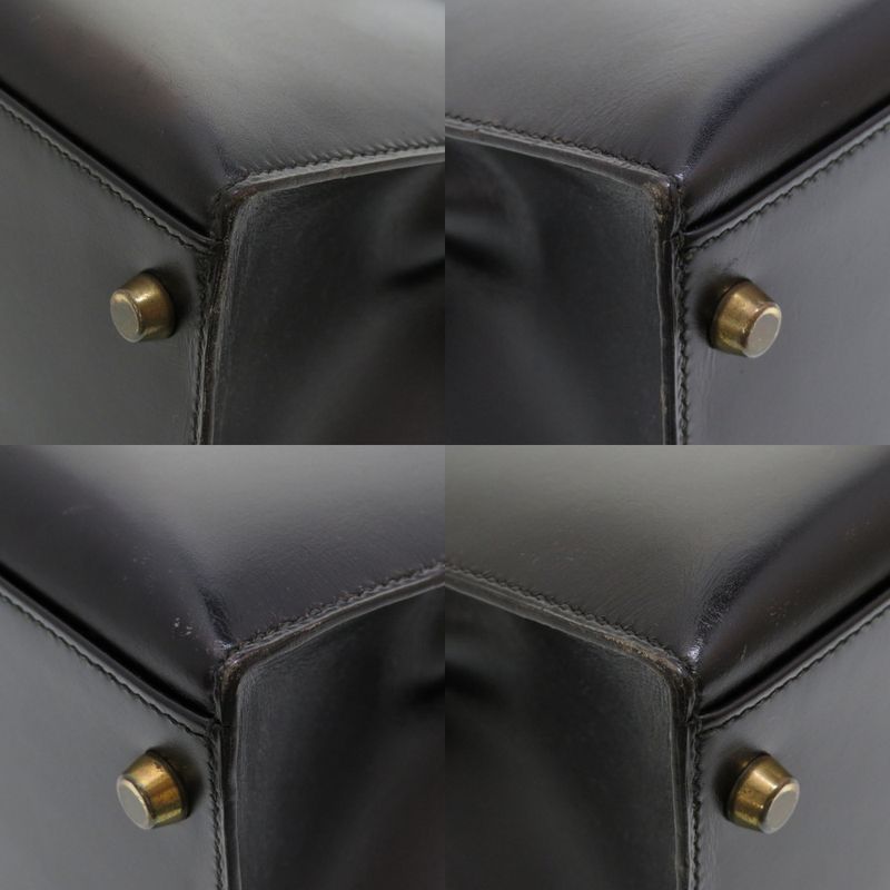 Hermes Kelly 32 Outer Stitch Box Calf Black Gold Hardware 00V Engraved Handbag