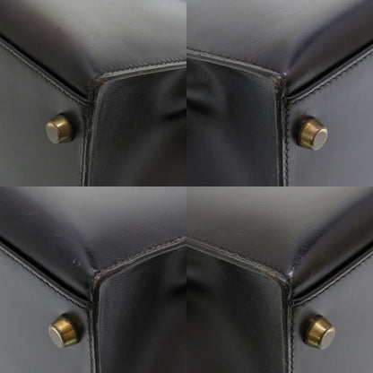 Hermes Kelly 32 Outer Stitch Box Calf Black Gold Hardware 00V Engraved Handbag