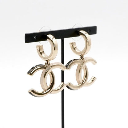 Chanel Earrings Earring Gold Black Coco Mark Hoop