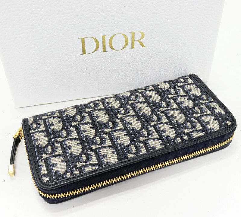 Dior Round Zipper Long Wallet With Change Pocket Dior Oblique Jacquard 30