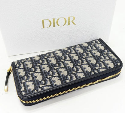 Dior Round Zipper Long Wallet With Change Pocket Dior Oblique Jacquard 30