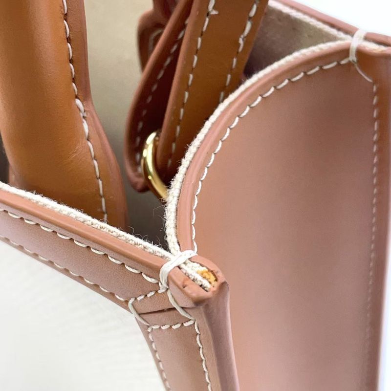 Celine Printed Canvas MINI Cabas Vertical Leather X Canvas Off White X Light