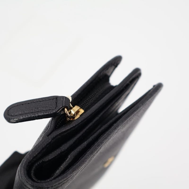 Chanel Camellia Bifold Wallet Leather Black