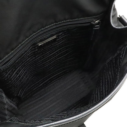 Prada Shoulder Bag Messenger Bag Crossbody Nylon Leather NERO Black Silver