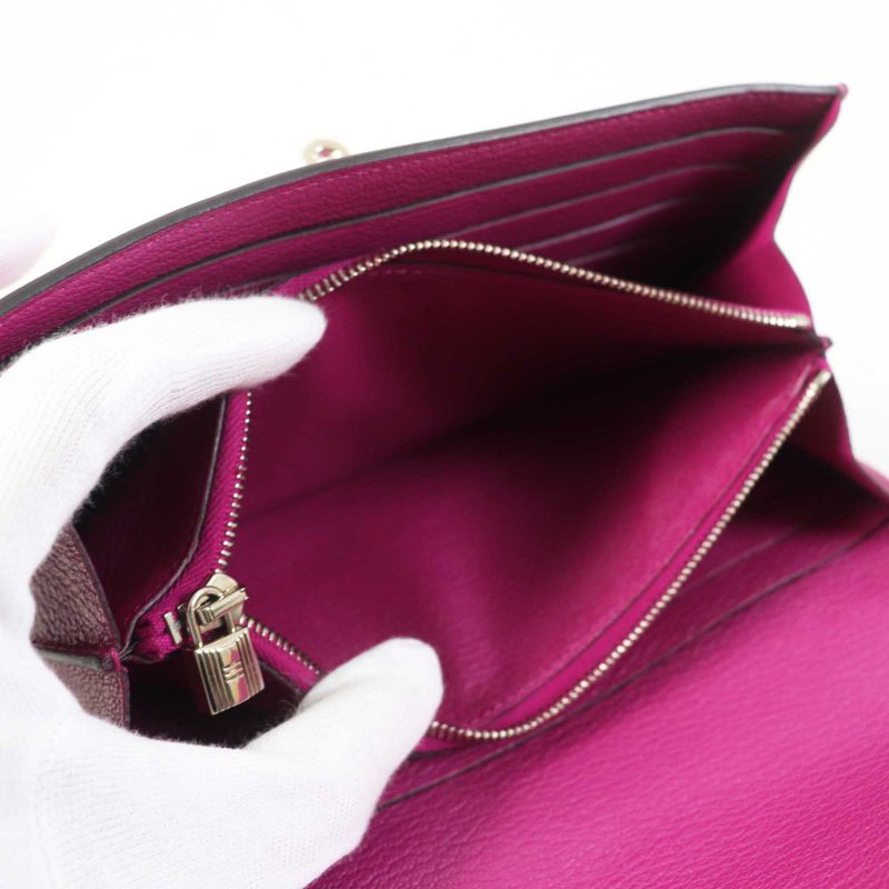 Hermes Kelly Wallet Rose Purple Silver Hardware Chevre Long Wallet / Long