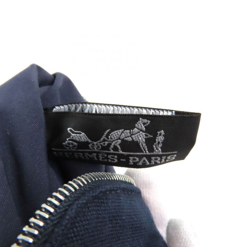 Hermes Bolide Pouch PM H Logo Embroidery Pouch / Cosmetic Pouch Navy Made In