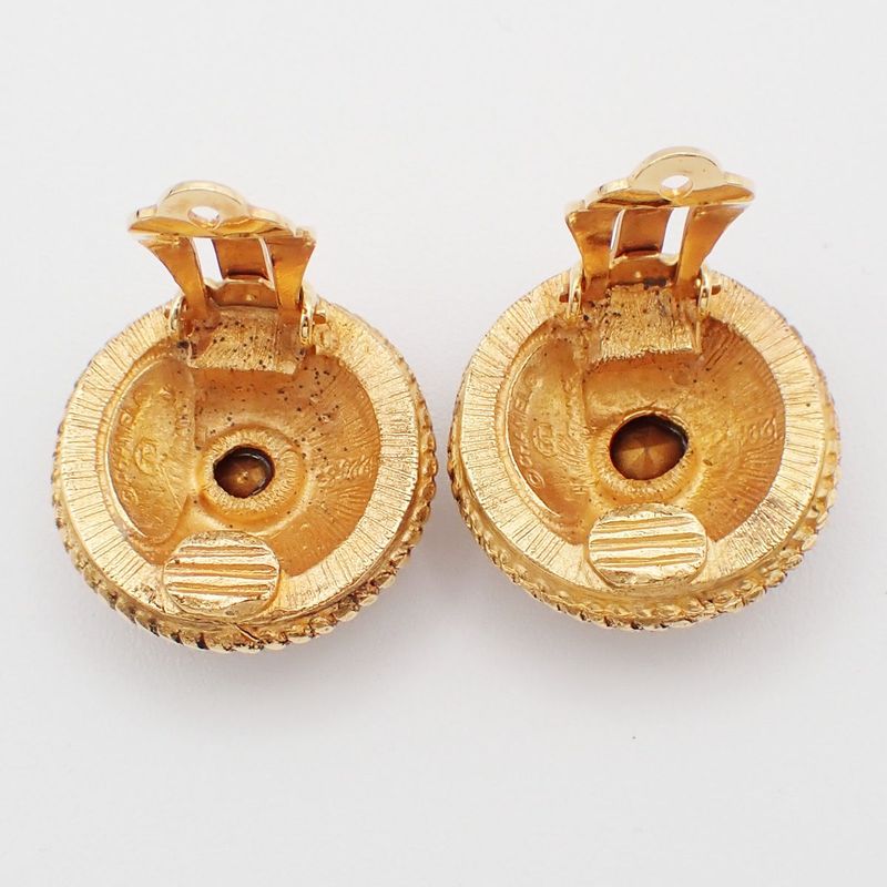 Chanel Ear Ring Stone Gold 63ka993