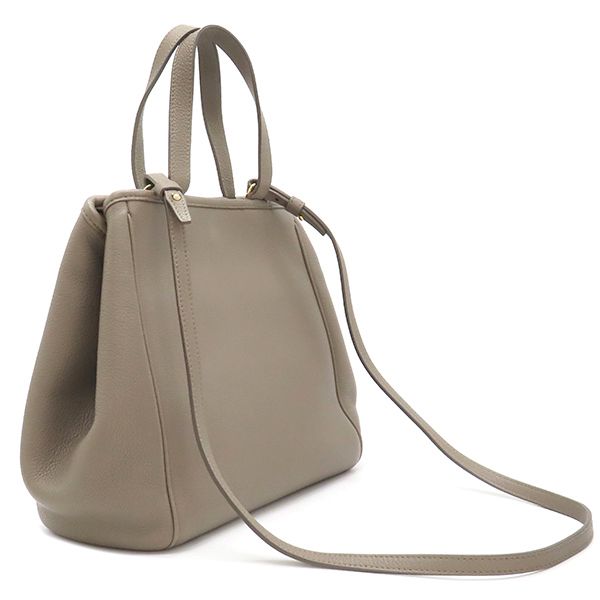 Celine 2way Bag Small Fold Cabas Leather Glazed Gold Hardware Gray Beige