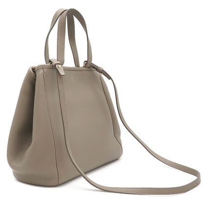 Celine 2way Bag Small Fold Cabas Leather Glazed Gold Hardware Gray Beige