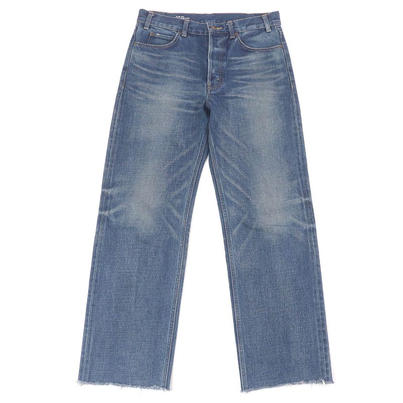 Celine N799365m07du Button Fly Cut-off Denim Pants Jeans Indigo Blue 28 Made In