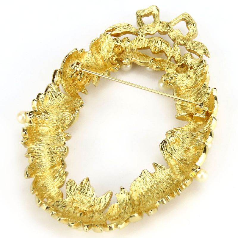 Christian Dior Brooch Metal Gold Wreath Plated Accessories Ladies Women