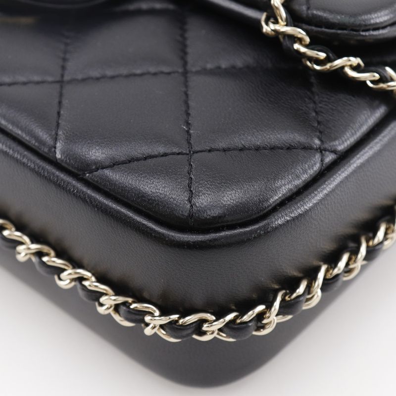 Chanel Pearl Chain Shoulder Matelasse As1533 Lambskin Black Ladies Shoulder Bag
