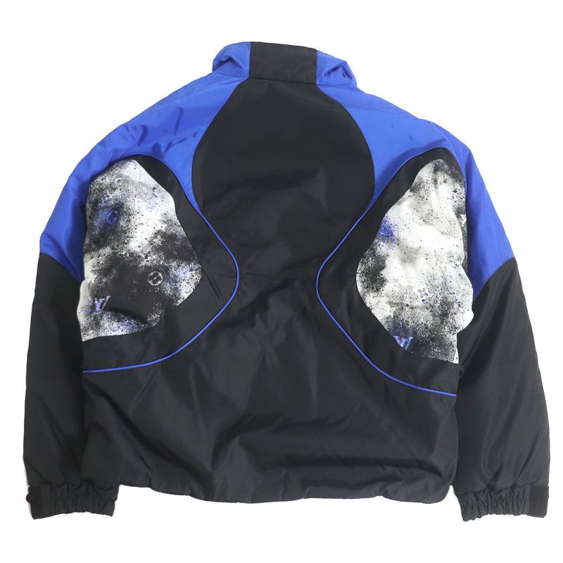 20SS Louis Vuitton 1a63fq Monogram Spray WZIP Padded Blouson Jacket Black×blue